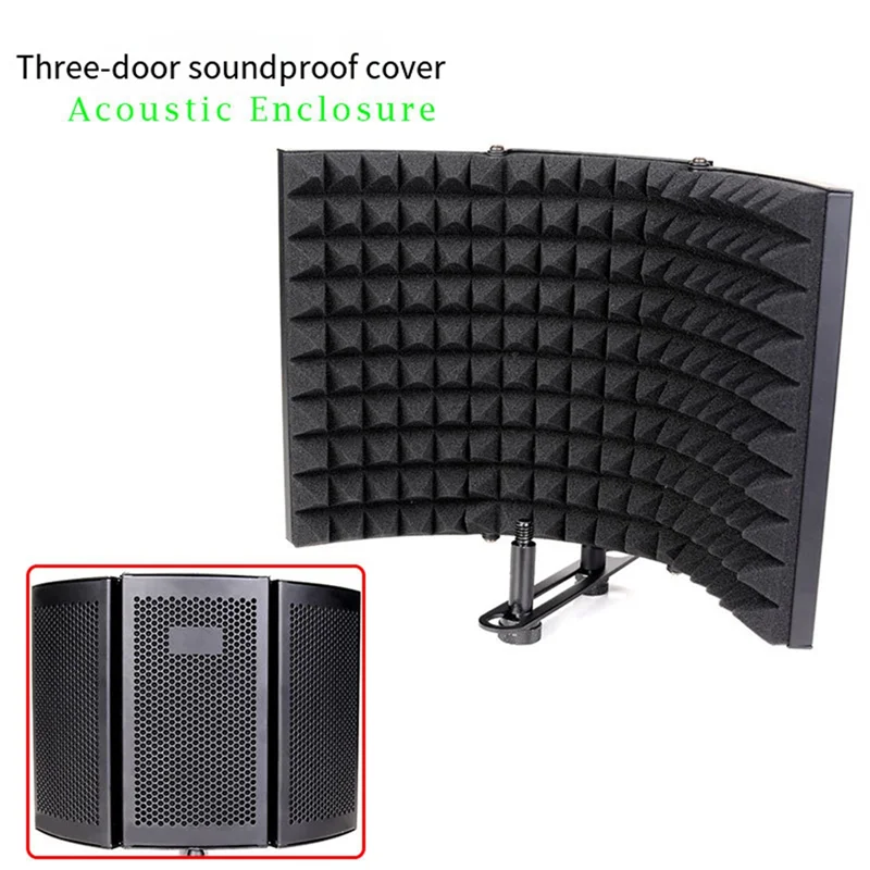 B92B-Professional Microphone Recording Studio Three-Door Soundproof Cover Windproof Screen Noise Reduction Board