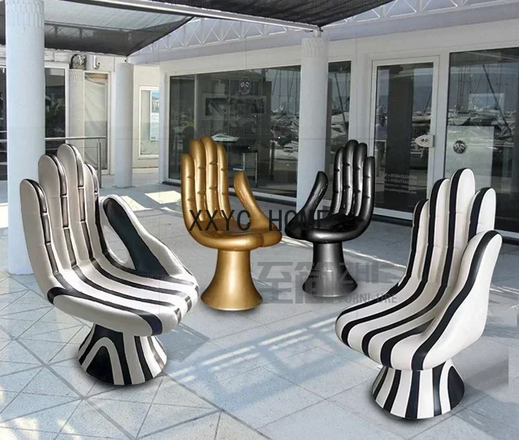 Customized Nordic Designer Fiberglass Lounge Chair Palm Chair Buddha Hand Chair Shaped Armchair Creative Silver House Photo Seat