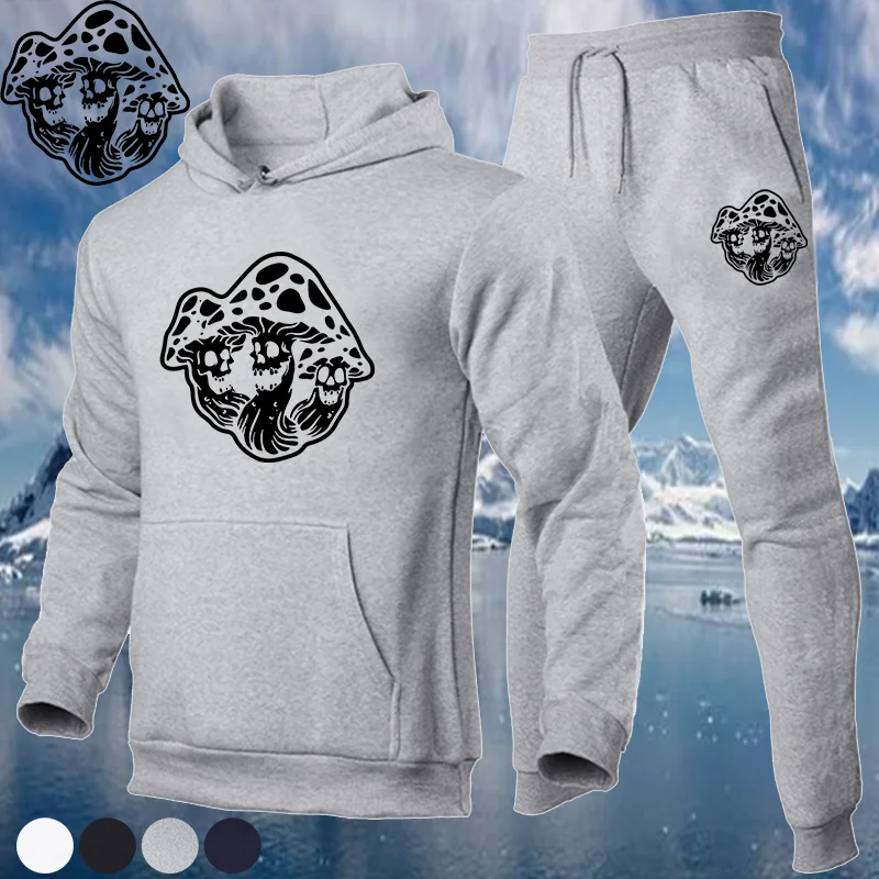 

Men's Hoodie Set Devil Print Sweatshirt Sweatpants 2 Piece Set Men's Hoodie Jogging Pants Set Casual Street Sportswear Sweatpant