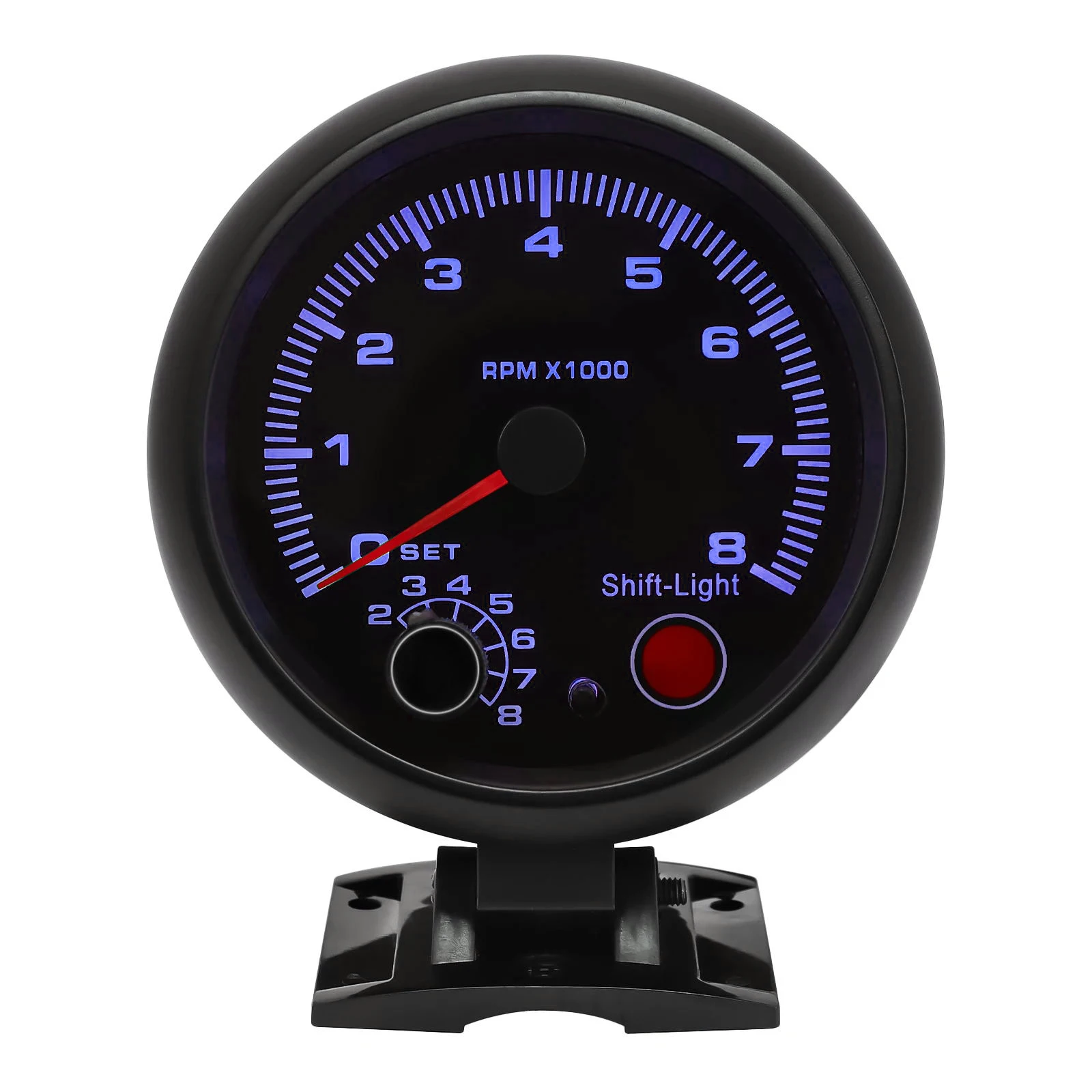 New 3.75'' Car Universal Black Tachometer Gauge Blue Inter Shift light 0-8000 RPM