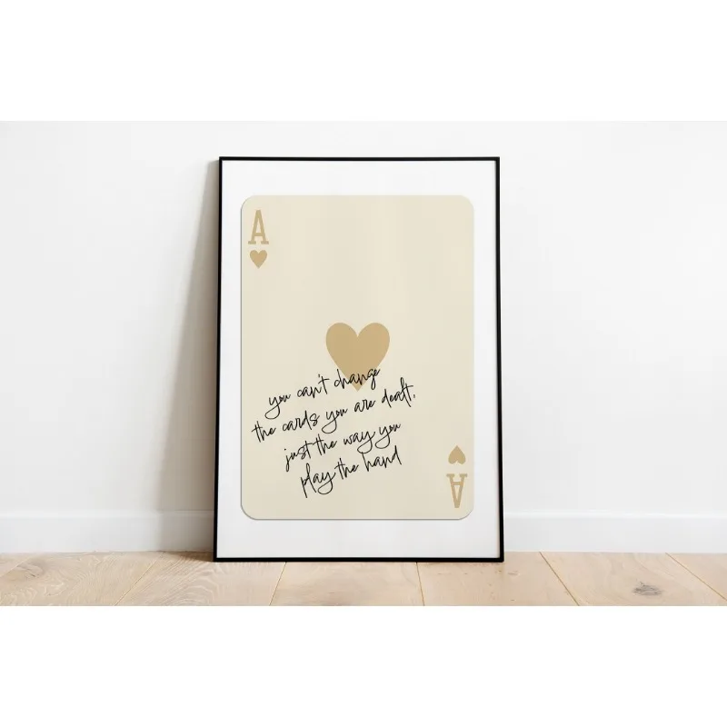 العصرية الآس من القلوب بطاقات للعب طباعة ملصق ملهم إقتباس الجمالية قماش اللوحة الرجعية جدار الفن لغرفة ديكور المنزل #3