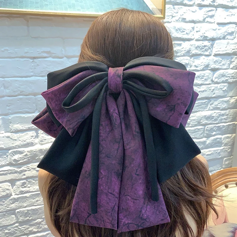 مشبك شعر على شكل فيونكة كبيرة جدًا للنساء والفتيات إكسسوارات شعر أنيقة طويلة بشريط على شكل فيونكة ربيعية هدايا #2