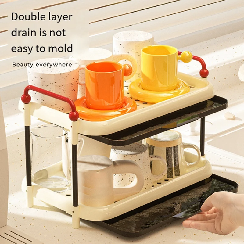 Стеллаж для хранения чашек MAKE, настольная стойка для сливных чашек, лоток, домашняя стойка для чашек с водой, чайный сервиз, стойка для чайных чашек