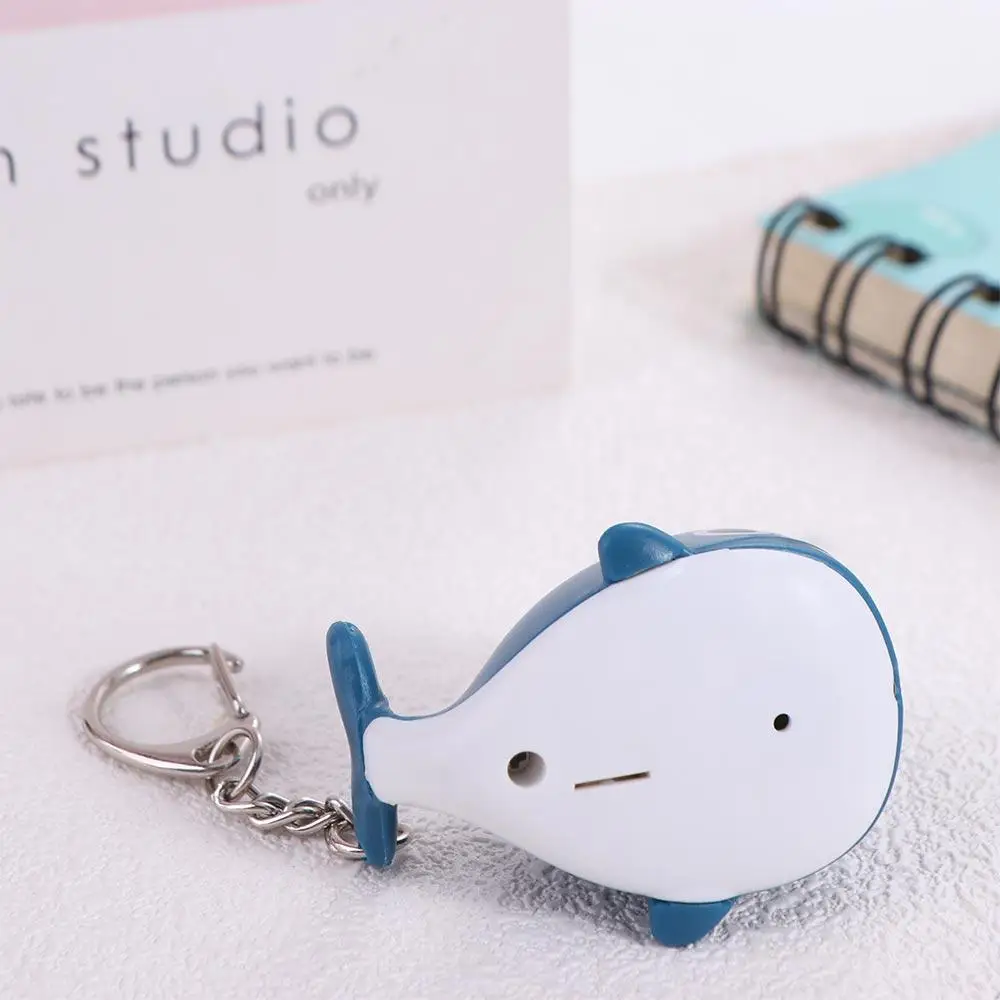 Sounds Light Sea Whale Keychain with Sound Flashlight LED Whale Keyring Luminous Metal Rings Animal LED Keychain Bag Decoration