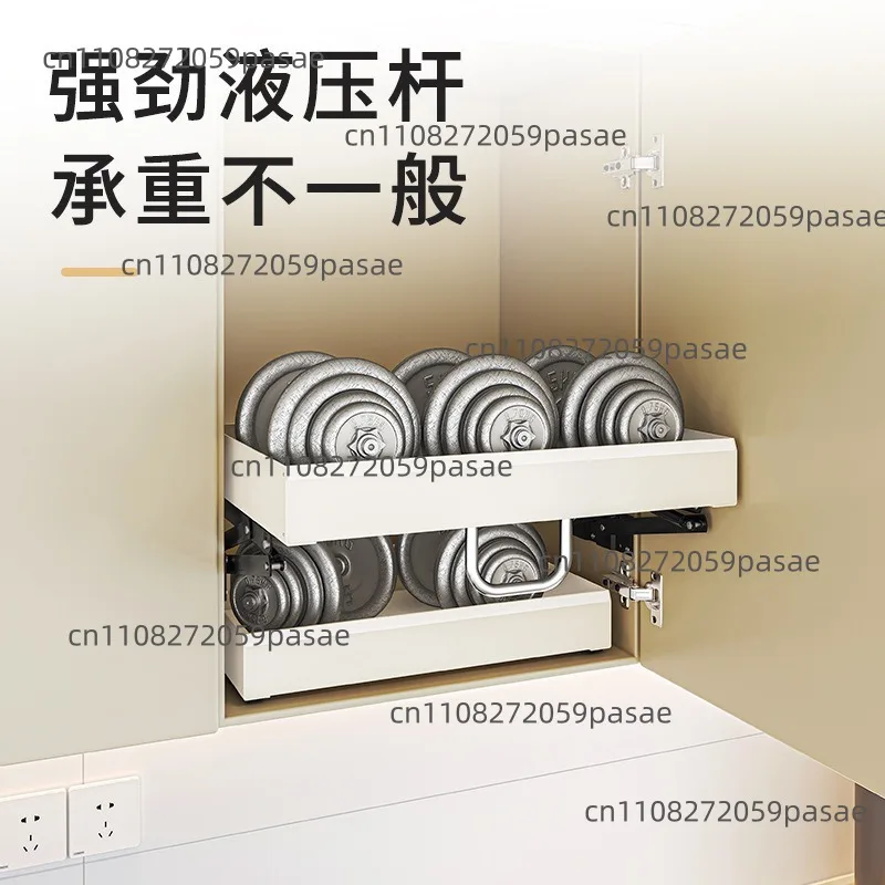 Pull-down Shelf for Kitchen Cabinets, Pull-out Spice Rack for Upper Kitchen Cabinets, and Storage Bins for Pull-out Baskets