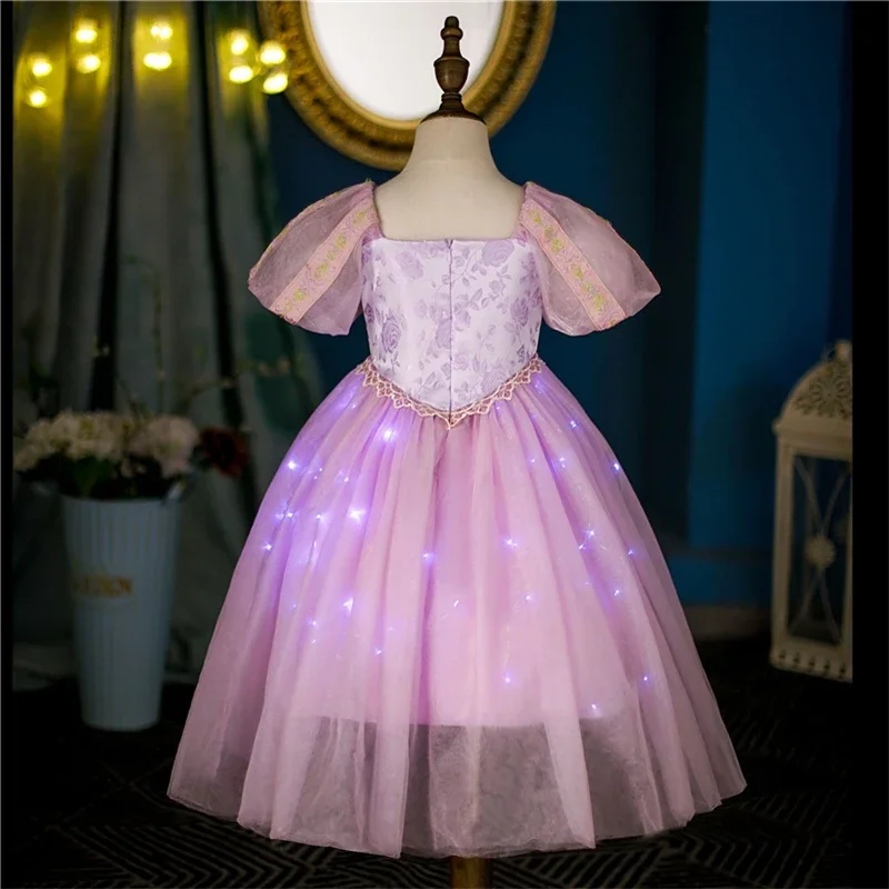 Girls Rapunzel Princess Dress Fancy Kids Birthday Carnival Halloween Party Cosplay Costume Summer Children Outfit Clothes@0Z*