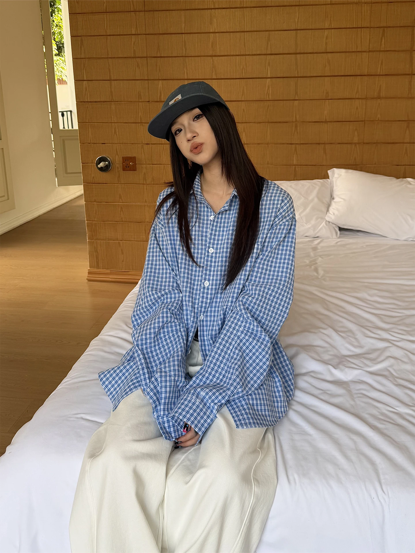 

Женское длинное пальто Don Cry American Sle в стиле ретро с клетчатым узором, новое, свободное, повседневное, для ранней весны, для работы, из хлопка и полиэстера