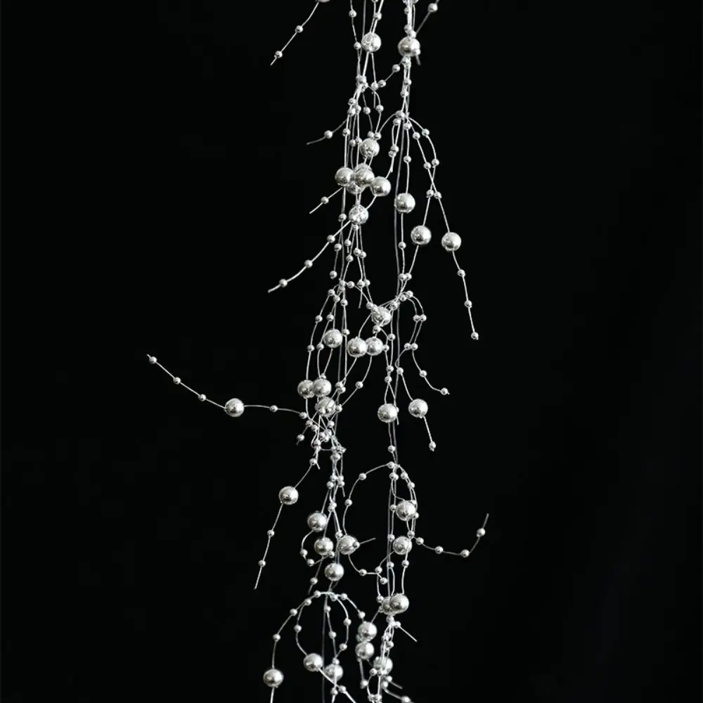 Decorative Fishing Line Pearls Chain Artificial Glitter Snowflake Beads Chain Clear 2M Christmas Tree Beads Chain Birthday