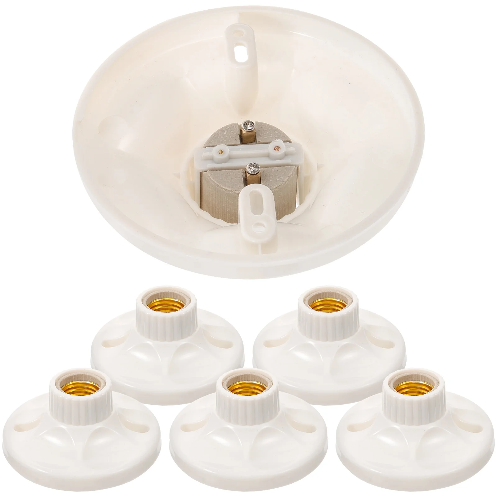 

6pcs E27 Lighting Lamp Holder Sockets White Ceramic Base Square Pendant Lamp Parts for Making Lamps Screw Light Socket