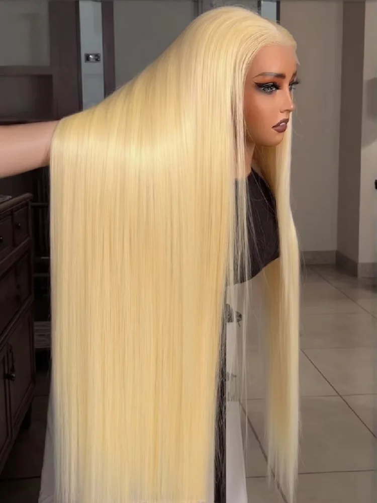 

13x4 13x6 HD Transparent Full Frontal Lace 613 Blonde Colored Straight Human Hair Wigs Lace Front Wigs For Women 40 46 Inches