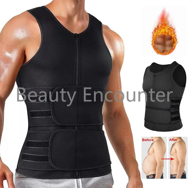 1Pc Double Waist Shapewear Men'S Sports Vest Sweat Suit Fitness Corset Waist Corset Exercise Belly Belt