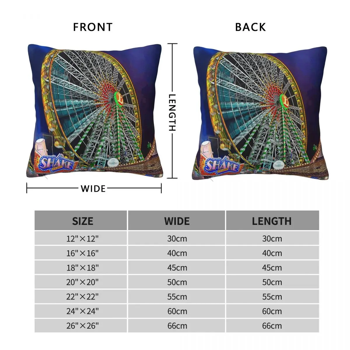 Big Ferris Wheel Square Pillowcase Polyester Linen Velvet Creative Zip Decorative Home Cushion Cover 45x45