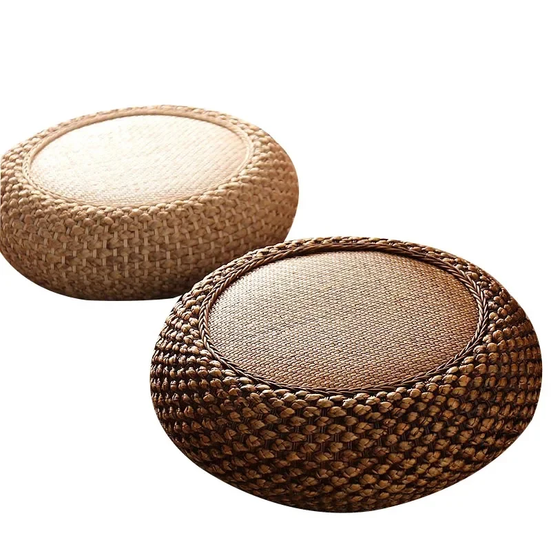 Furniture Solid Wood Rattan Cushion Thickened Small Round Stool For Meditation Kitchen Stools Hallway Pouf Balcony Decor Stool