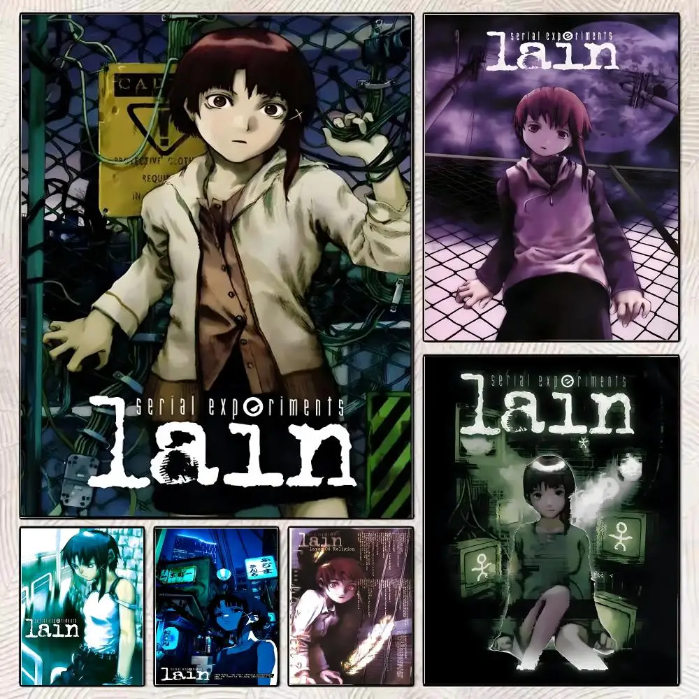 S-Serial E-Experiments l-lain Painting Calligraphy Stylish Canvas Poster Wall Art for Living Room Bedroom Office Home Decor