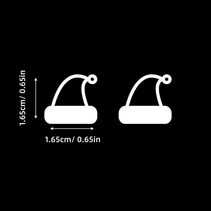 9pcs/Set Christmas Hat Design Sticker White Waterproof Vinyl Decal for Car Button Decor