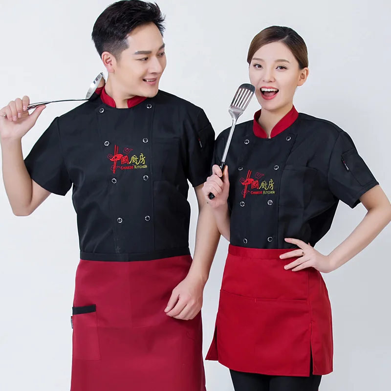 Wholesale Supply Summer Chef Uniform Short Sleeve Chinese Breathable Thin Kitchen Work Clothes Restaurant Catering Unifo