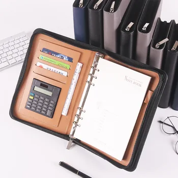 Padfolio Tagebuch Notebook Journal mit Rechner Binder Spiral Notizblock Business Manager Ordner Zipper Tasche Handbuch Agenda Planer