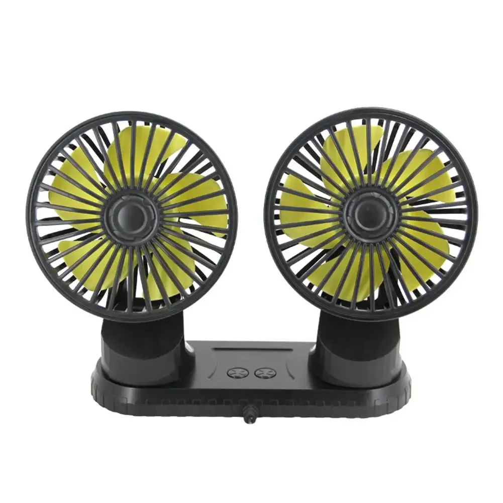 Universal Car Dual-head Fans Large-angle Rotation Dashboard USB Fans With 3 Speed Levles For 12V 24VCar Interior Accessories