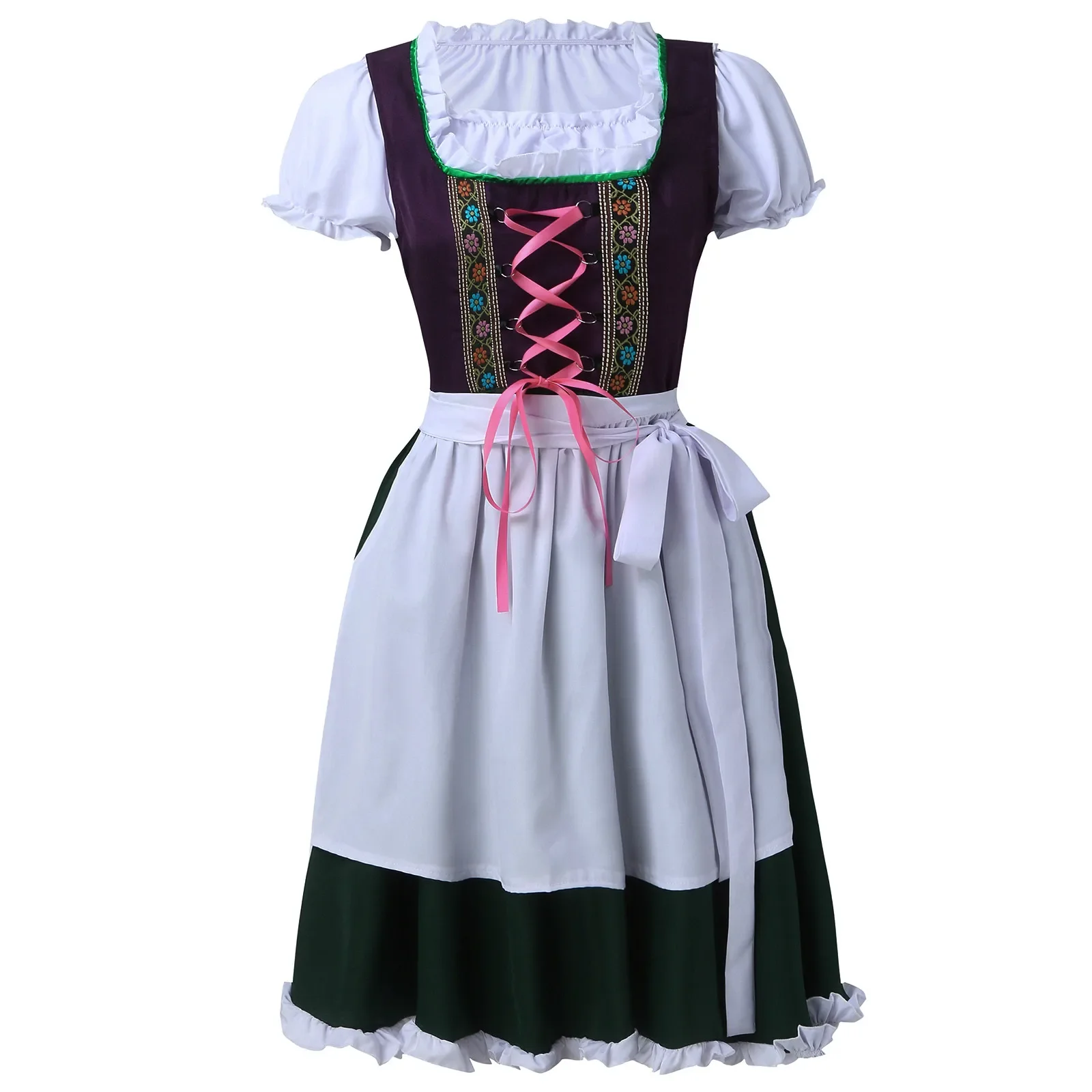 

Halloween Christmas Ladies's Oktoberfest Beer German Bavarian Dress Square Neck Apron Cosplay Costume Party Dresses for Women