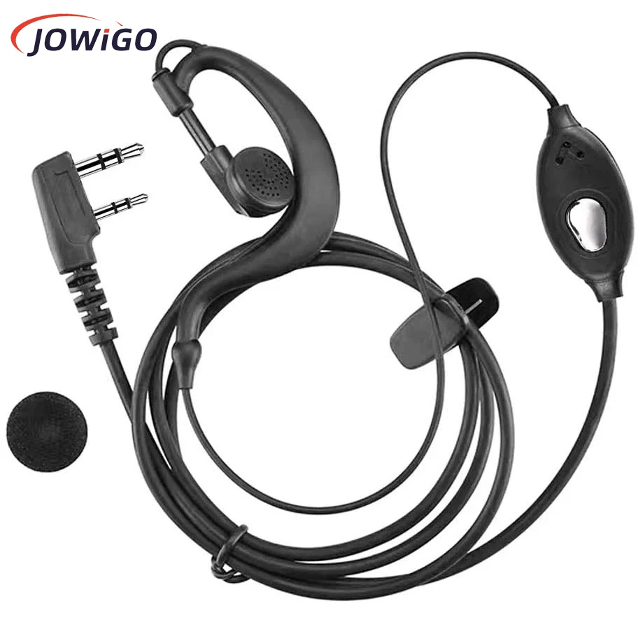 Dois Way rádio fone de ouvido, Walkie Talkie Earwear, fone de ouvido unilateral, 2 pinos K Plug, Baofeng 888S, UV5R, Motorola TYT, 4pcs