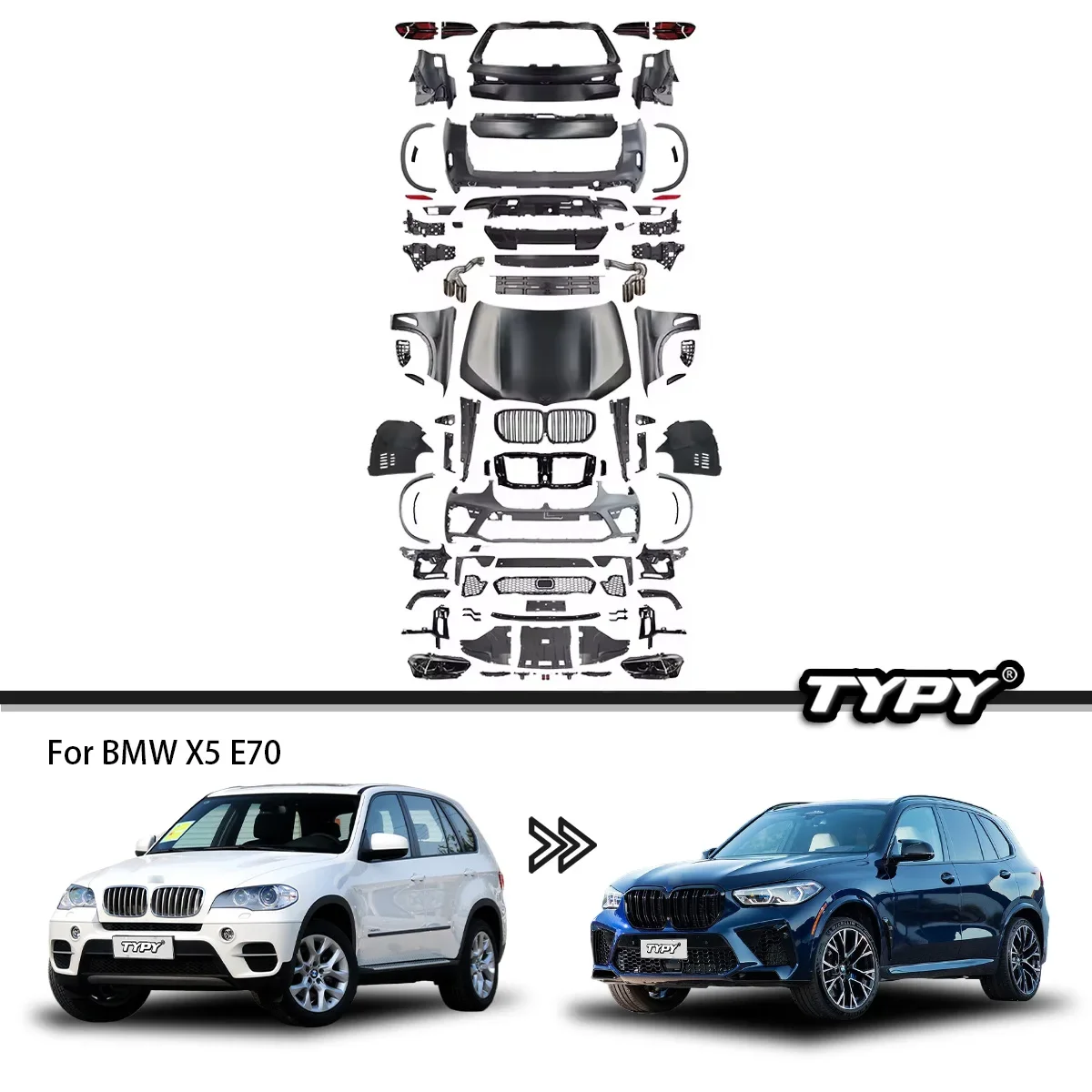 Body Kits For BMW X5 E70 Modified G05 X5M Styles Body Kits Front And Rear Bumpers 1:1 Design Car Accessories