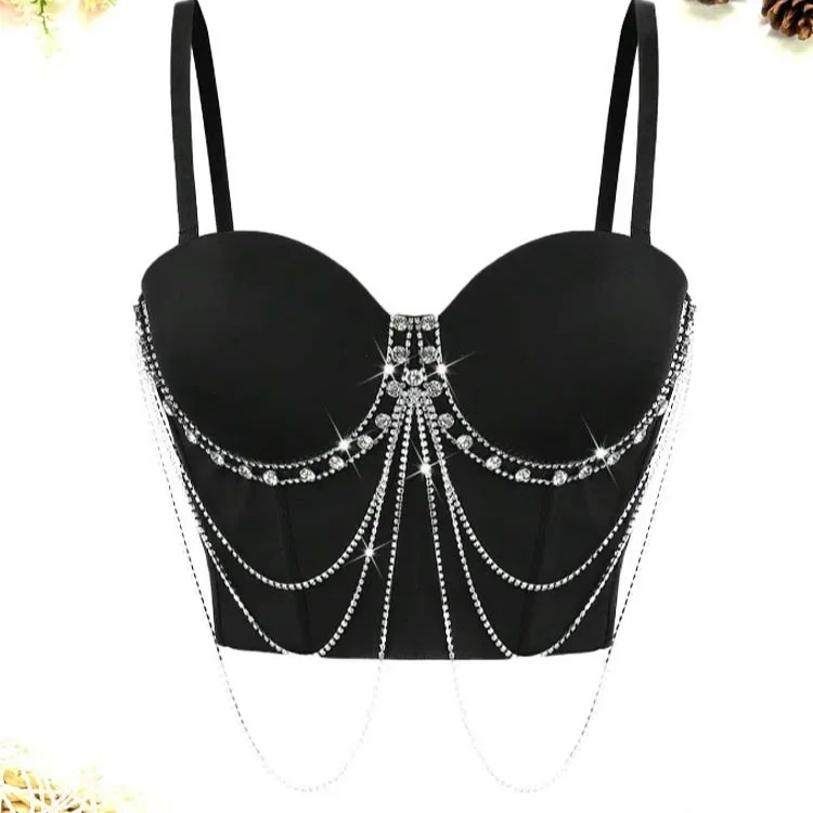 

Шикарная цепочка Basics Camis Slim Vintage Straps Tube Top Сексуальный корейский корсет Ins High Street Bustier Hotsweet Женский летний топ Y2k