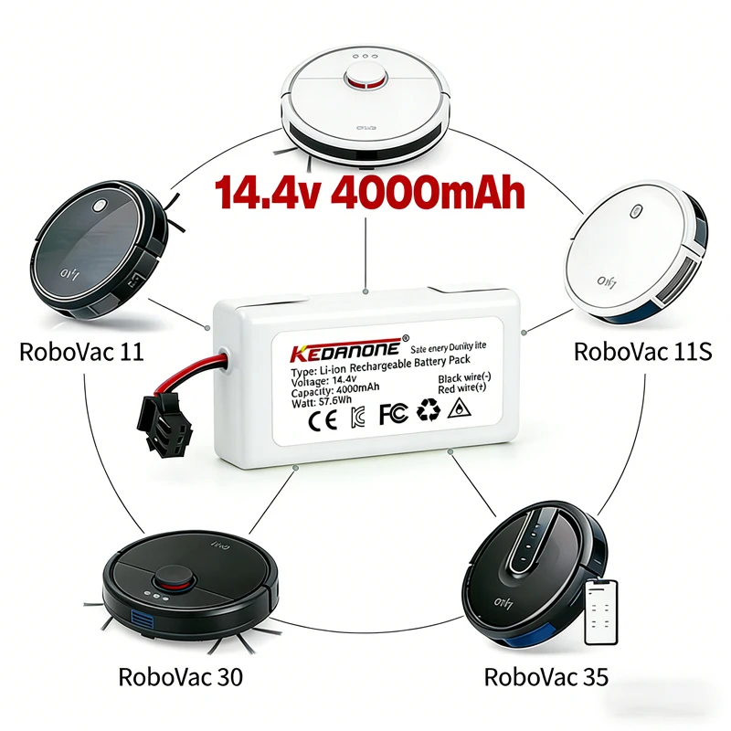 

batería conga 1090 990 950 cecotec 14.4V 4.0Ah Li-ion battery for Ecovacs Deebot DN621 601/605 Eufy RoboVac 35C Panda i7 V710