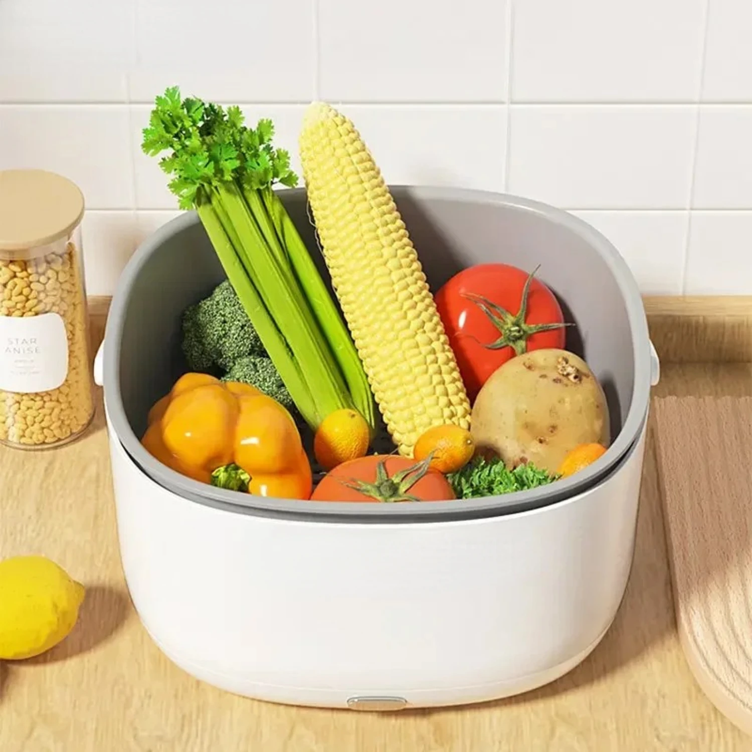 Lavadora de frutas y verduras, Cubo de lavado ultrasónico de alimentos, gran capacidad, purificador de granos de alimentos, electrodoméstico