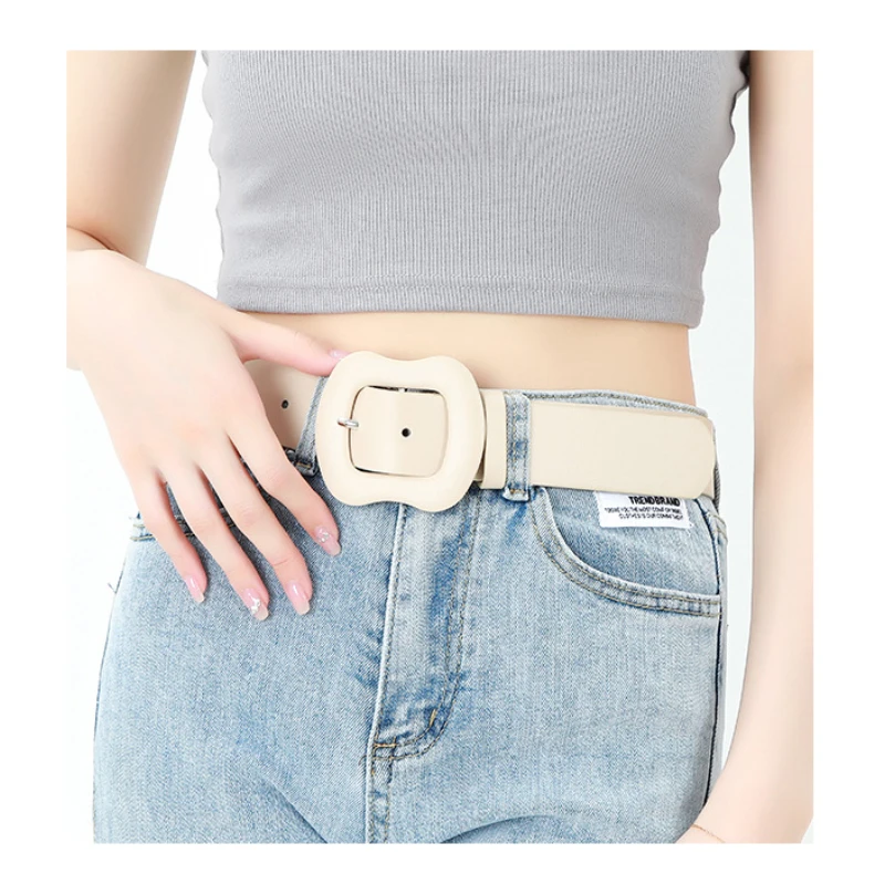 3.8X105cm PU Leather Belt Fashion Gourd Buckle Belt Girls Dress Jean Pants Waistband for Lady Women Candy Color Decorative Belts