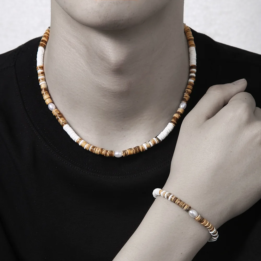 Bohemian Vacation Coconut Shell Beaded Necklace Men Women