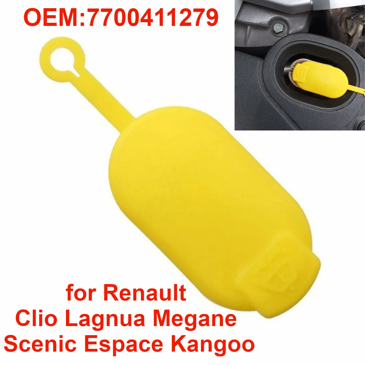 7700411279 Windshield Washer Fluid Reservoir Cap Lid for Renault Clio Laguna Scenic Megane Kangoo Espace