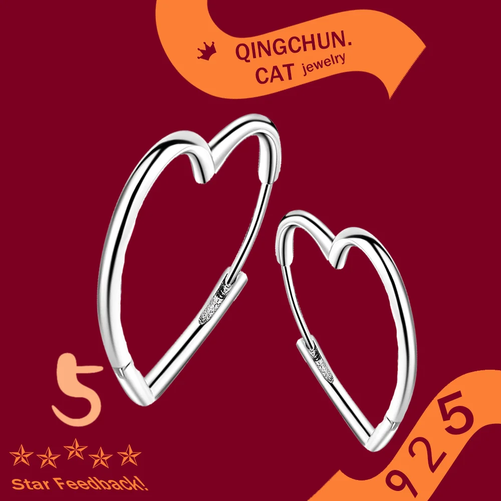 

Heart Hoop Earring For Women Stamp 925 Sterling Silver Fashion Jewelry Gift New Dangle Earrings 2026