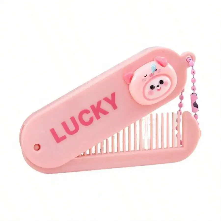 

Portable Folding Hair Comb For Women With Cute Cartoon Design