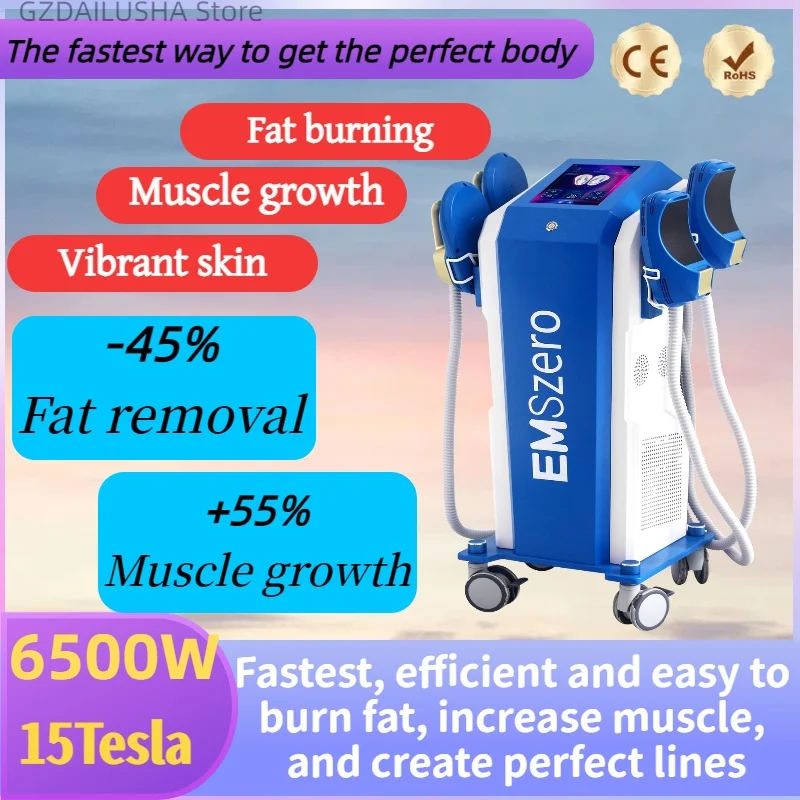 

High-Intensity EMS Body Sculpting Machine 200HZ Weight Loss Muscle Tone up with 5 Attachments Electro Magnetic Fat Removal