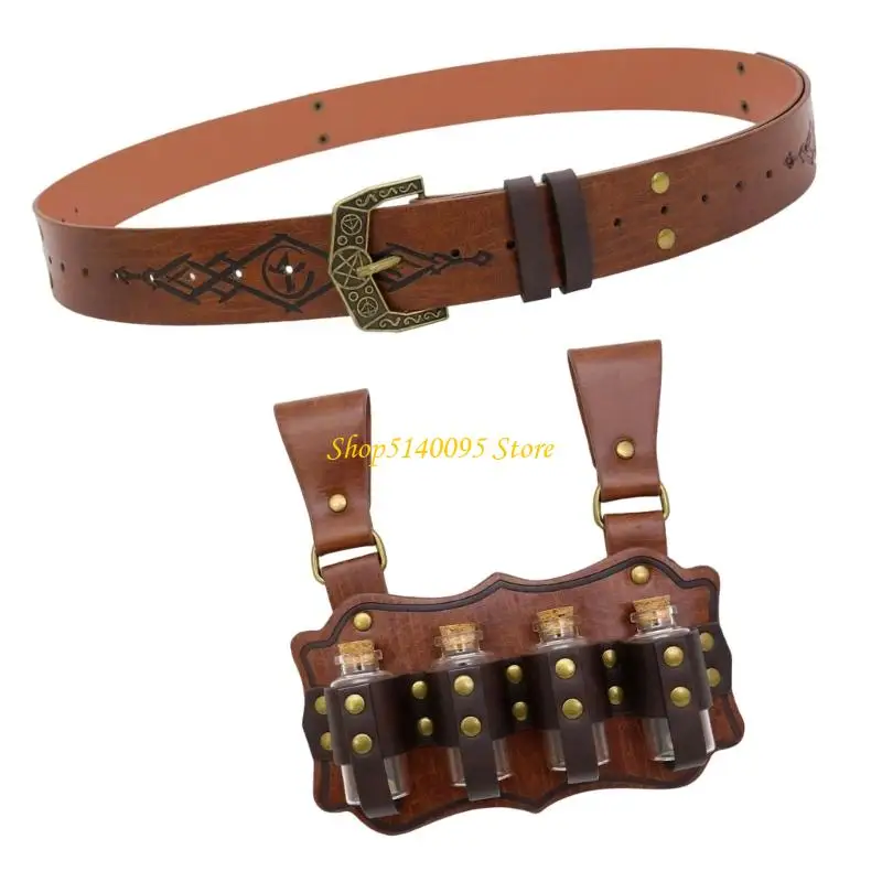 DXAE PU PU Couro Roleplay Cinto Funcional Alchemist Vial Attachment Peça fantasia teatral