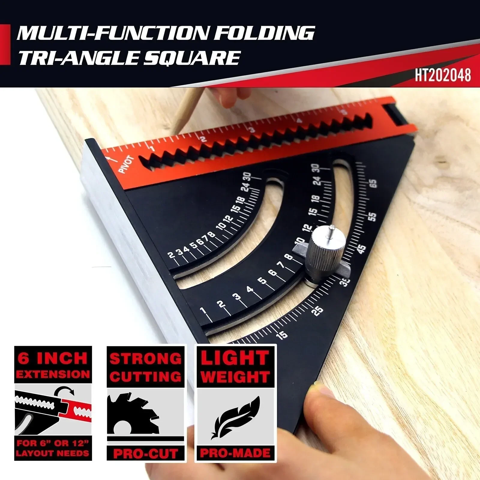 Positioning Angle Woodworking Tool Aluminum Alloy 2-in-1 Extendable Layout With Base Goniometer Folding Triangle Squares Ruler