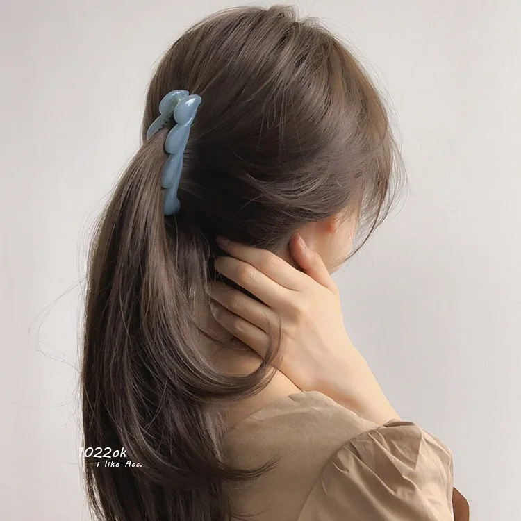 New Korean Jelly Color  Banana Clip Women\'s Twist Hair Claw Ponytail Holder Hairpin Elegant Hair Accessories Hairgrip