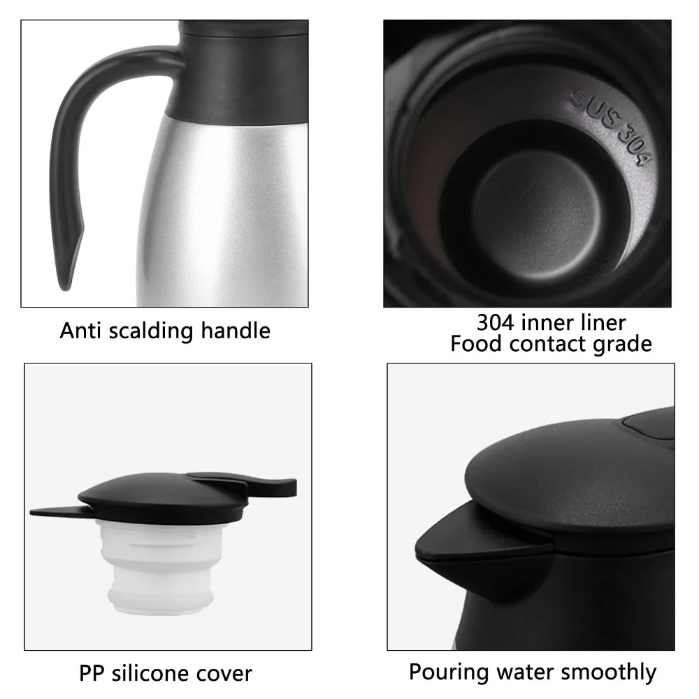 

304 Stainless Steel Tea Vacuum Pot 2L Capacity Leakproof Lid Insulated Coffee Pot Double Walled Coffee Vacuum Dispenser