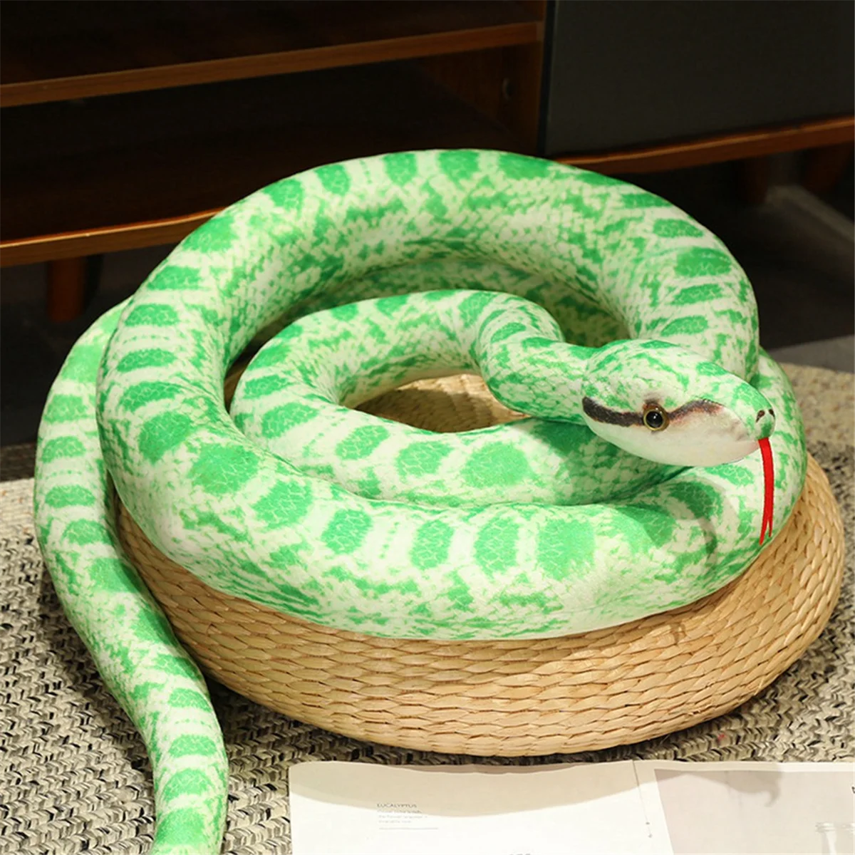 จําลอง Python Plush ของเล่น Giant Python Cobra ตุ๊กตาสัตว์ตุ๊กตาตุ๊กตาตกแต่งฮาโลวีนของขวัญ Red-Banded Python