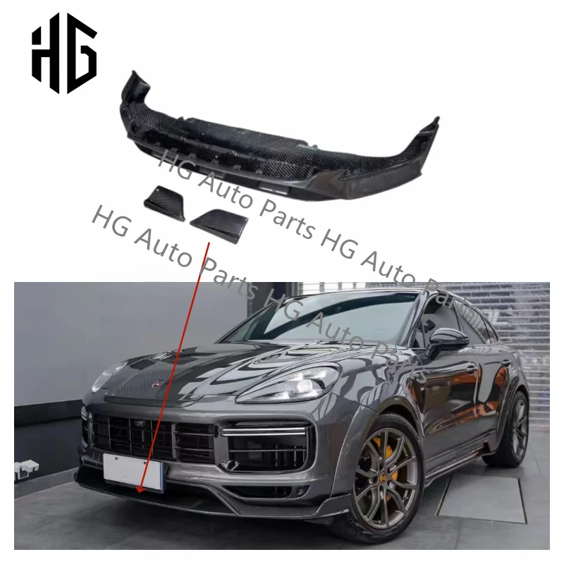 

Msy style carbon fiber front bumper splitter lip spoiler for 2020 porsche cayenne 9YA 9Y0 front lip car accessories