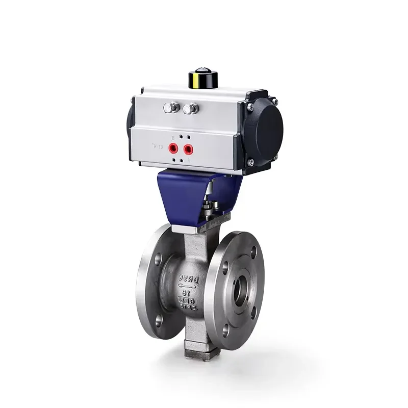 V Shape Pneumatic Ball Valve Stainless Steel Sectional Control Industrial Fluid Gas Pipeline Fitting High Pressure Resistant