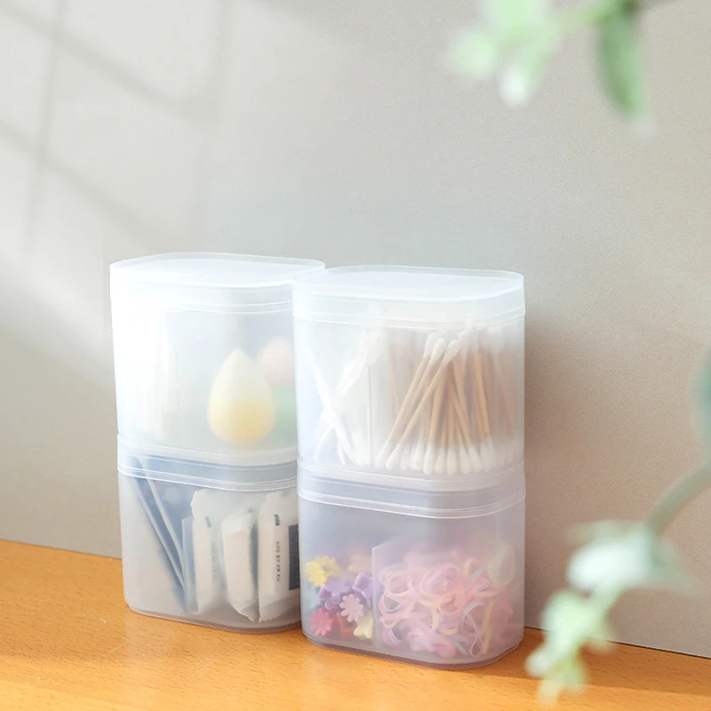 Cotton Pads Swab Nail Wipes Makeup Brushes Organizer Storage Box Holder Container Case Independent Double-Compartment