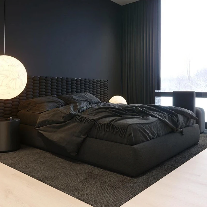 

Apartment Black Bed Aesthetics American Style Create Light Luxury Bed Master Bedroom High Quality Cama De Casal Home Furniture
