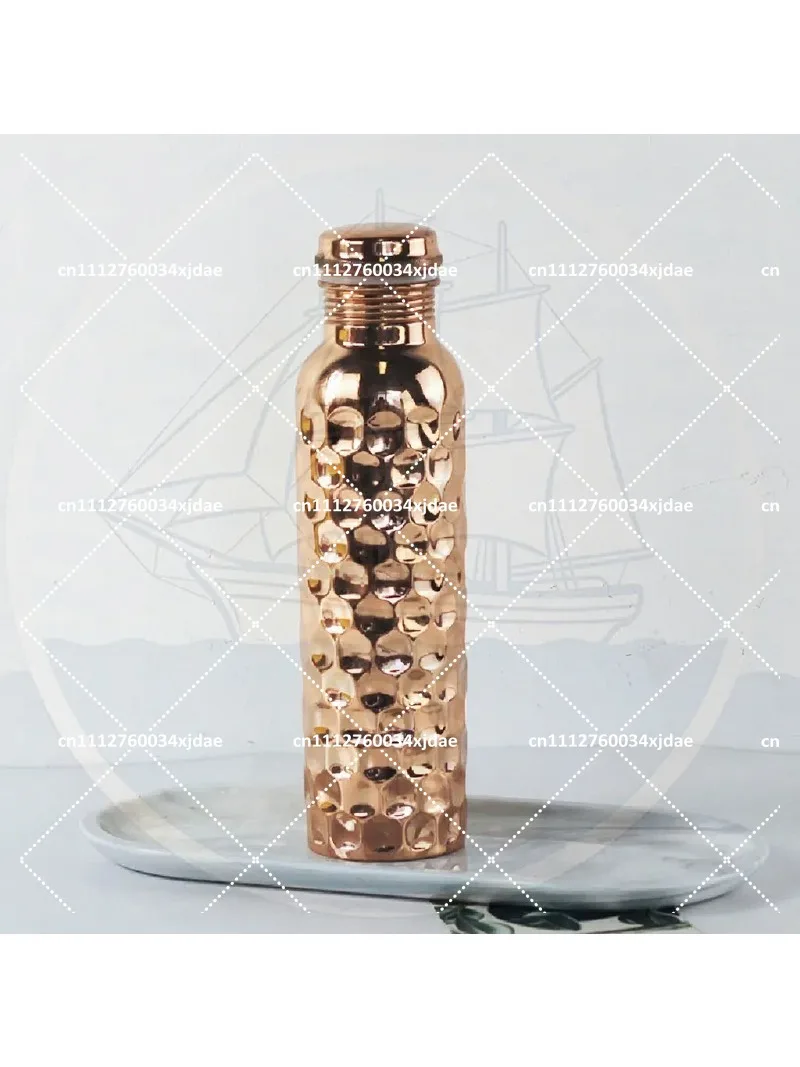 Pure Copper Water Bottle Portable Outdoor Travel Leakproof Cold Drink Container