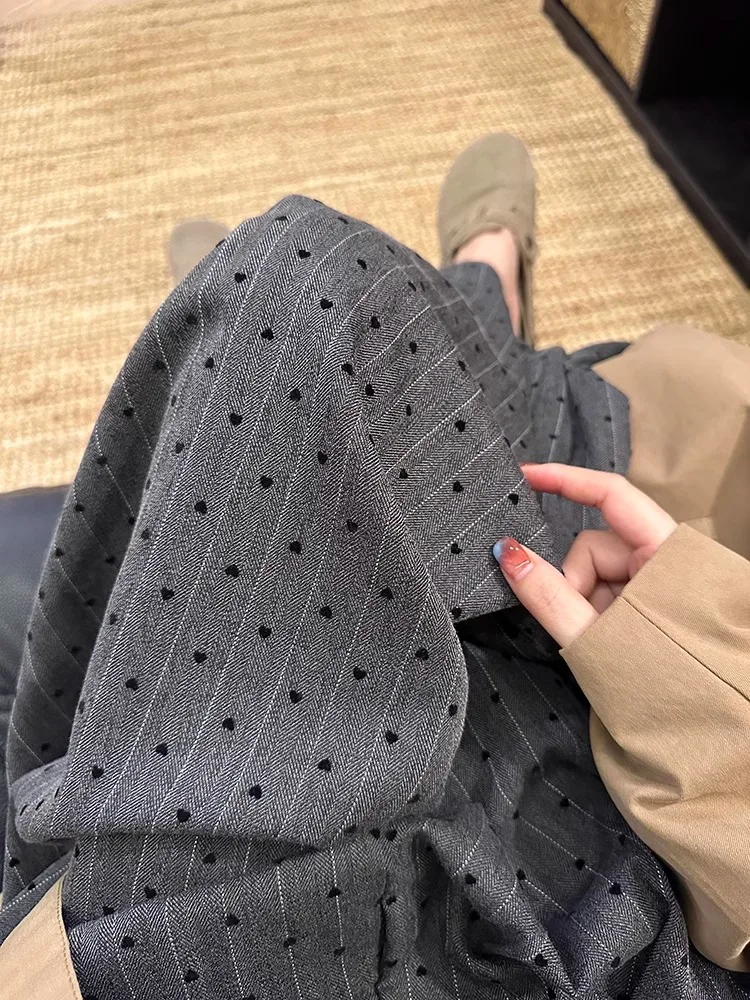 بنطلون واسع الساق بنمط النقاط على الطراز الأمريكي القديم، خصر مرتفع للرجال والنساء، مناسب للربيع والخريف، فضفاض ومريح، مخطط ب...