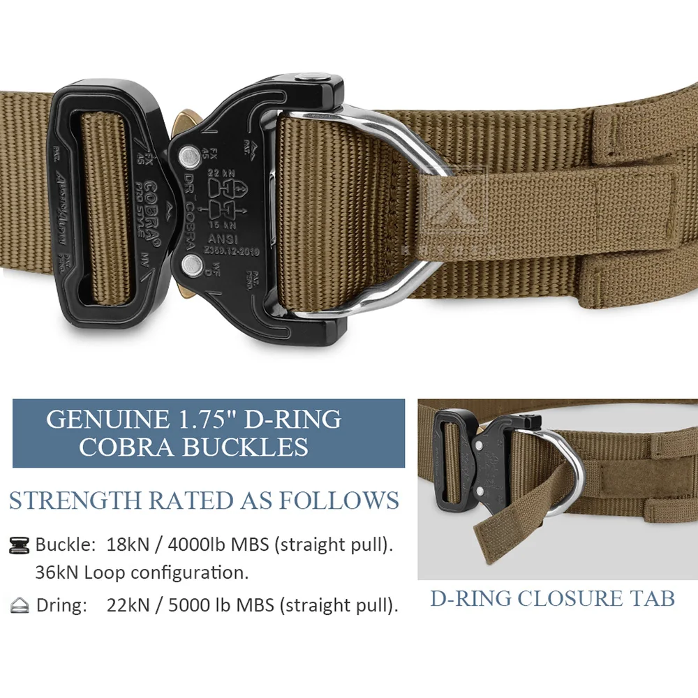 KRYDEX Tactical Original Cobra Buckle Rigger Men Belt MOLLE 1.75