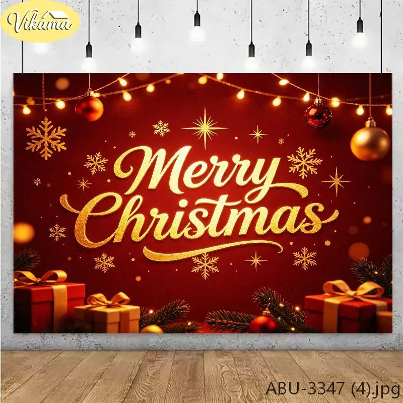 VIKAMA Ornament Christmas Photo Backdrop Tapestry Wall Hanging, Wall Art for Photo Studio Party Living Room Bedroom Home Decor