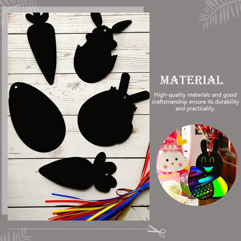 

1Set Easter Scratch Paper Set Childrens Creative Graffiti Art Craft Fun Pattern Home Decoration Game