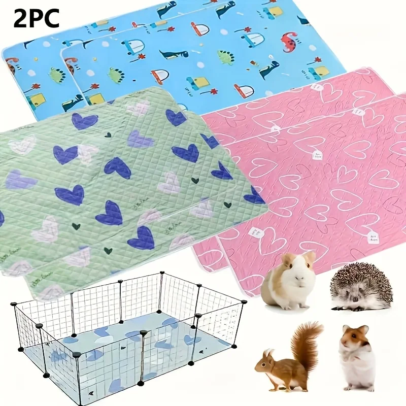 2 almohadillas grandes para orina de mascotas: reutilizables, súper absorbentes y lavables, para mascotas pequeñas, adecuadas para conejillos de indias, hámsteres, conejos, etc. Forro de Jaula Fácil de Limpiar 120X80Cm