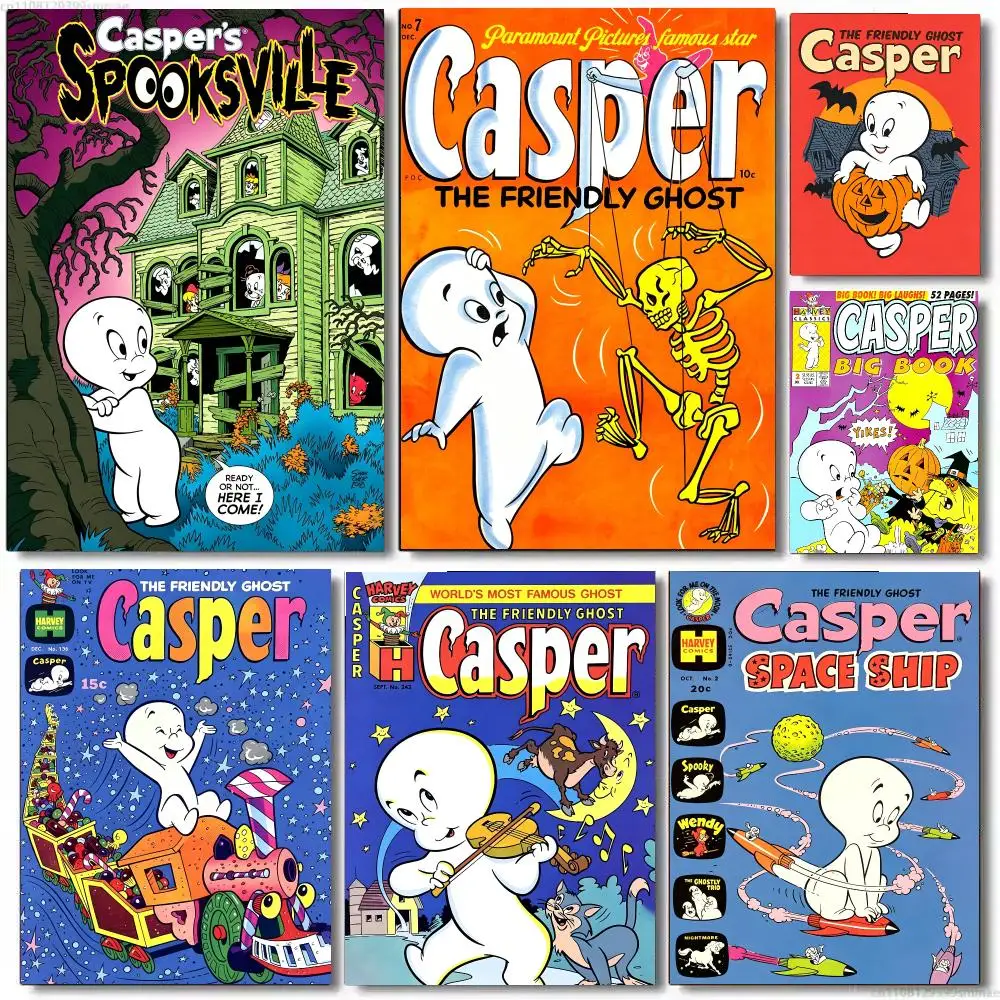 animation Casper The Friendly Ghost Trendy Classic HD Self-Adhesive Waterproof Art Poster Room Decor, New Arrival On Sale